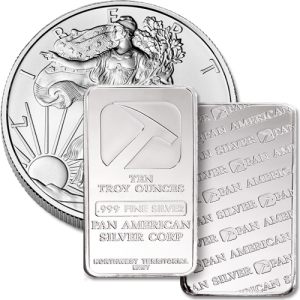 silver coins and silver bars